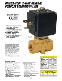 Thumbnail of document Data Sheet - SV3311 2-Way, NO, NC, Direct Acting, Brass, Solenoid Valves